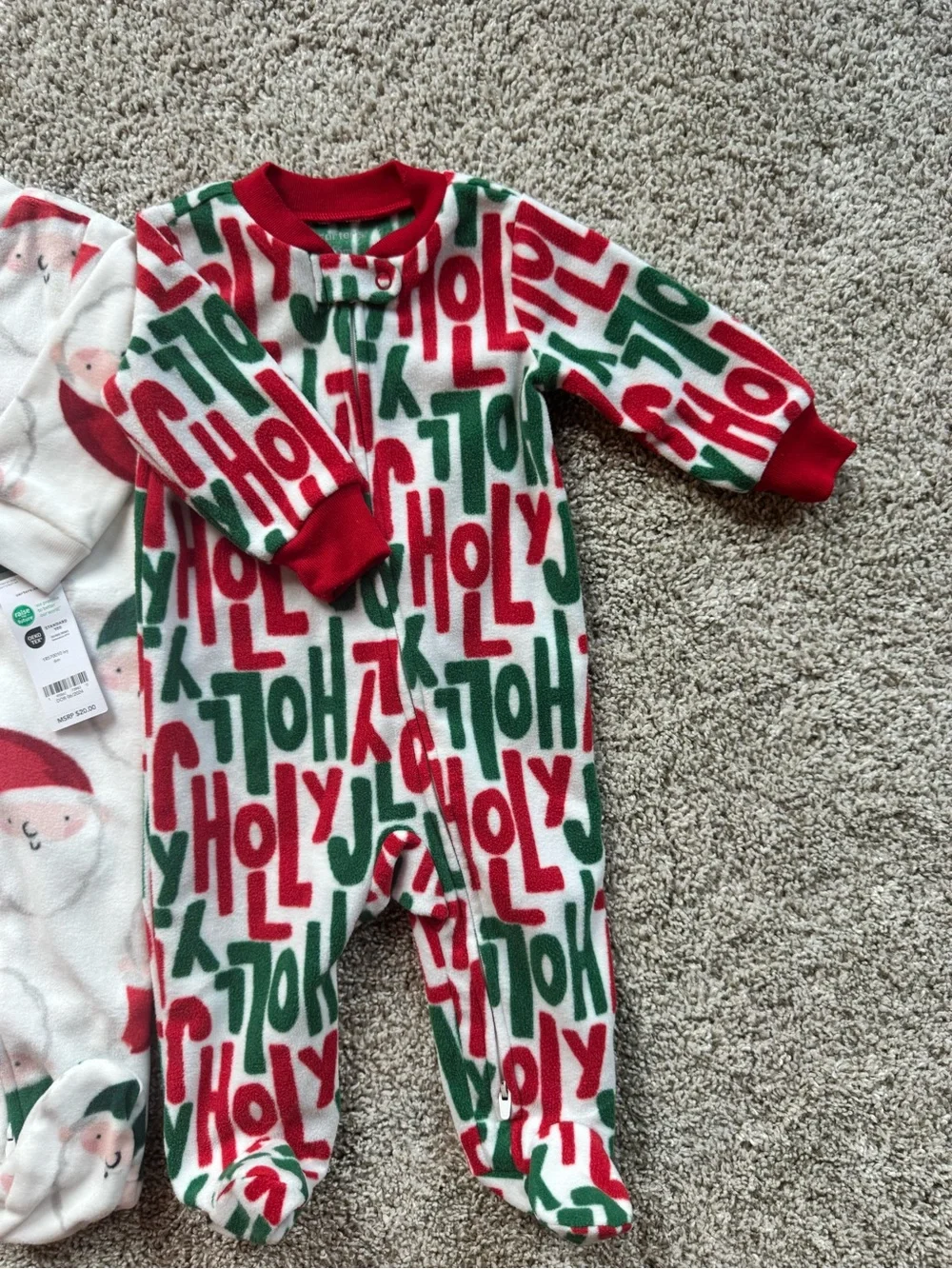 Carter's Holiday Fleece Footed One-Piece Pajama Bundle Size 6 Months 6M NWT